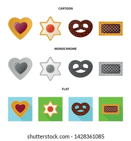 Vector design of biscuit and bake sign. Set of biscuit and chocolate vector icon for stock.