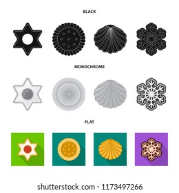 Vector design of biscuit and bake symbol. Set of biscuit and chocolate stock symbol for web.