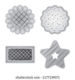 Vector design of biscuit and bake symbol. Set of biscuit and chocolate vector icon for stock.