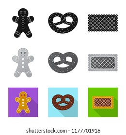 Vector design of biscuit and bake symbol. Collection of biscuit and chocolate stock symbol for web.