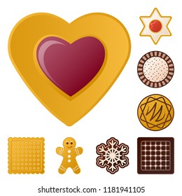 Vector design of biscuit and bake symbol. Collection of biscuit and chocolate vector icon for stock.