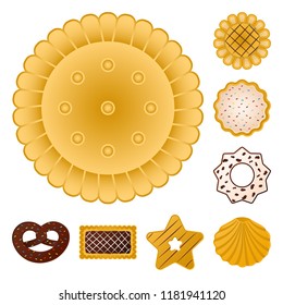 Vector design of biscuit and bake symbol. Collection of biscuit and chocolate stock symbol for web.