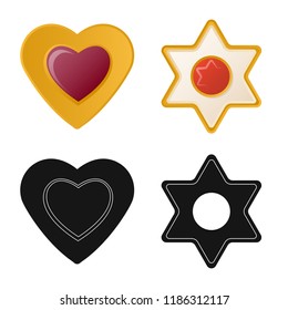 Vector design of biscuit and bake symbol. Collection of biscuit and chocolate stock symbol for web.