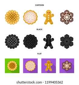 Vector design of biscuit and bake symbol. Set of biscuit and chocolate stock vector illustration.