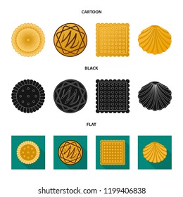 Vector design of biscuit and bake symbol. Set of biscuit and chocolate vector icon for stock.