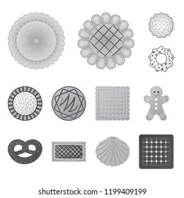 Vector design of biscuit and bake symbol. Set of biscuit and chocolate vector icon for stock.