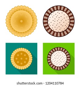 Vector design of biscuit and bake symbol. Set of biscuit and chocolate vector icon for stock.