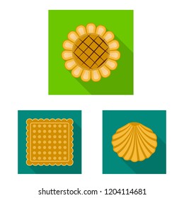 Vector design of biscuit and bake symbol. Set of biscuit and chocolate stock vector illustration.