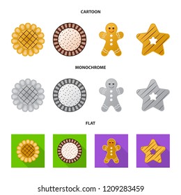 Vector design of biscuit and bake symbol. Collection of biscuit and chocolate stock vector illustration.