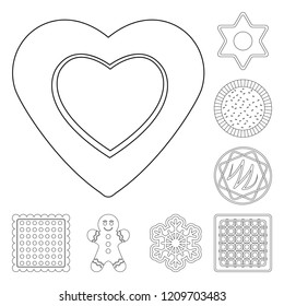 Vector design of biscuit and bake symbol. Set of biscuit and chocolate vector icon for stock.