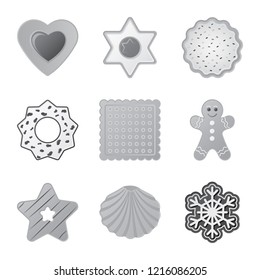 Vector design of biscuit and bake symbol. Set of biscuit and chocolate stock symbol for web.