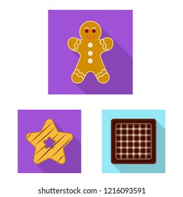 Vector design of biscuit and bake symbol. Collection of biscuit and chocolate vector icon for stock.