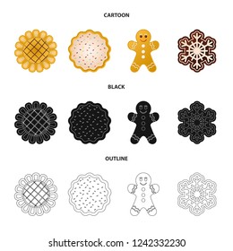 Vector design of biscuit and bake symbol. Set of biscuit and chocolate vector icon for stock.
