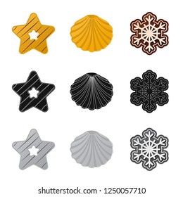 Vector design of biscuit and bake symbol. Set of biscuit and chocolate vector icon.