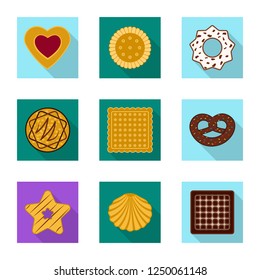 Vector design of biscuit and bake symbol. Collection of biscuit and chocolate symbol for web.