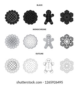 Vector design of biscuit and bake symbol. Set of biscuit and chocolate vector icon for stock.