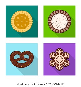 Vector design of biscuit and bake symbol. Collection of biscuit and chocolate stock symbol for web.