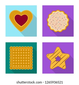 Vector design of biscuit and bake symbol. Set of biscuit and chocolate vector icon for stock.