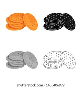 Vector design of biscuit and cracker icon. Collection of biscuit and texture stock vector illustration.