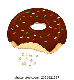 Vector design of a bitten chocolate donut