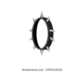 Vector design of a black bracelet with large sharp needle accessories made of iron. This bracelet is usually worn by punk communities or rockers.