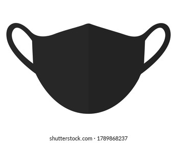 Diseño vectorial de máscara facial de tela negra para proteger el virus sobre fondo blanco. 