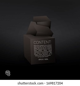 Vector design. Black edition of a 3d abstract geometric scalable eps10 composition of cubes in a clean white space for infographics, webdesign, infographics or for brochure print 