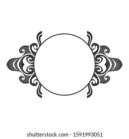Vector Design of a Black Flower Ornament Circle Frame with a Nature Theme