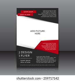 Vector Design Of The Black Flyer Whit Red Elements And Place For Pictures. Poster Template For Your Business.