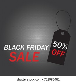 Vector design, Black Friday Sale text on black background with discount tag 