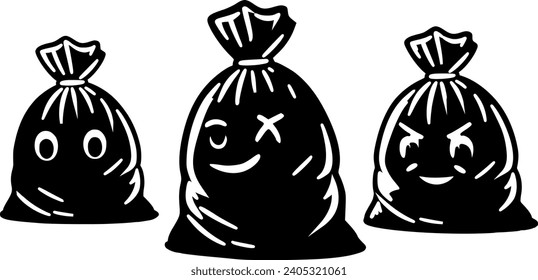 Vector design of a black garbage bag 