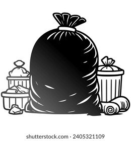 Vector design of a black garbage bag 