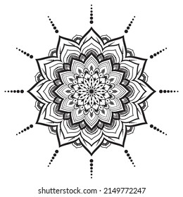 Diseño vectorial Mandala negra en fondo blanco