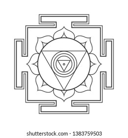 vector design black monochrome Chhinnamasta aspect Yantra Dasa Mahavidya sacred geometry divine mandala illustration bhupura lotus petals isolated white background  
