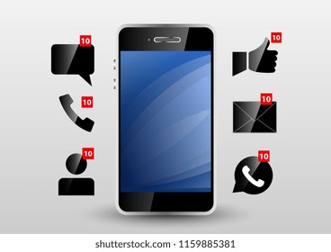 vector design of black smartphone notification 