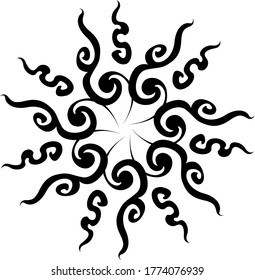 Diseño vectorial de los adornos de Sol Negro