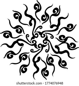 Diseño vectorial de los adornos de Sol Negro