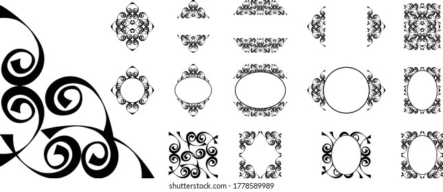 Diseño vectorial de los ornamentos de cinta negra