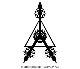 vector design of a black tattoo or symbol shaped like three clock hands forming a triangle with a triangular symbol and a small circle in the middle that forms a pattern