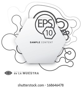 Vector design. Black tindrel edition of a minimal scalable abstract geometric hexagon shape textbox with an artistic background. Layout element for web, brochure, presentation or infographics.