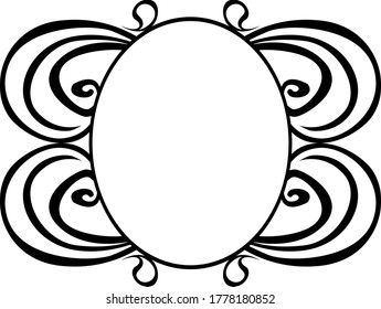 Vector Design of a Black Wave Ornament Frame Circle a Nature Theme