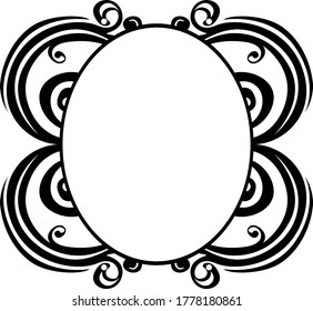 Vector Design of a Black Wave Ornament Frame Circle a Nature Theme