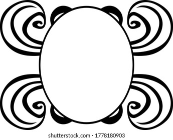 Vector Design of a Black Wave Ornament Frame Circle a Nature Theme