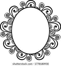 Vector Design of a Black Wave Ornament Frame Circle a Nature Theme
