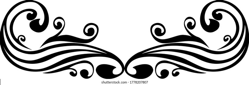 Vector Design of Black Wave Ornaments