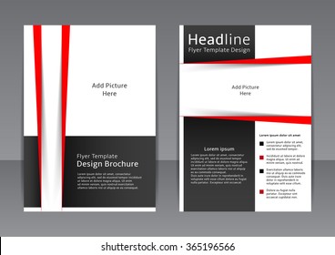 Vector Design Of The Black And White Flyer, Cover, Brochure, Poster, Report With Red Elements. Vector Template For Your Business In A4 Size.