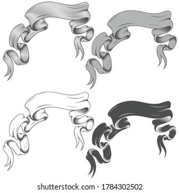 Vector design of black and white ribbons