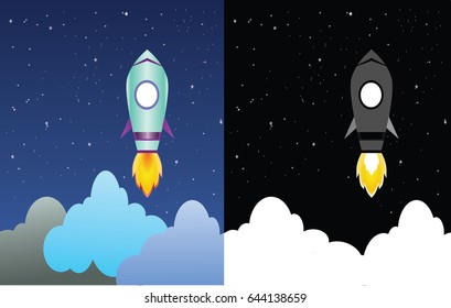 the vector design black and white of rocket. illustration.
