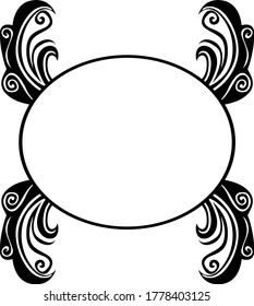 Vector Design of a Black Wing Ornament Frame Circle an Animal Theme