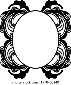 Vector Design of a Black Wing Ornament Frame Circle an Animal Theme
